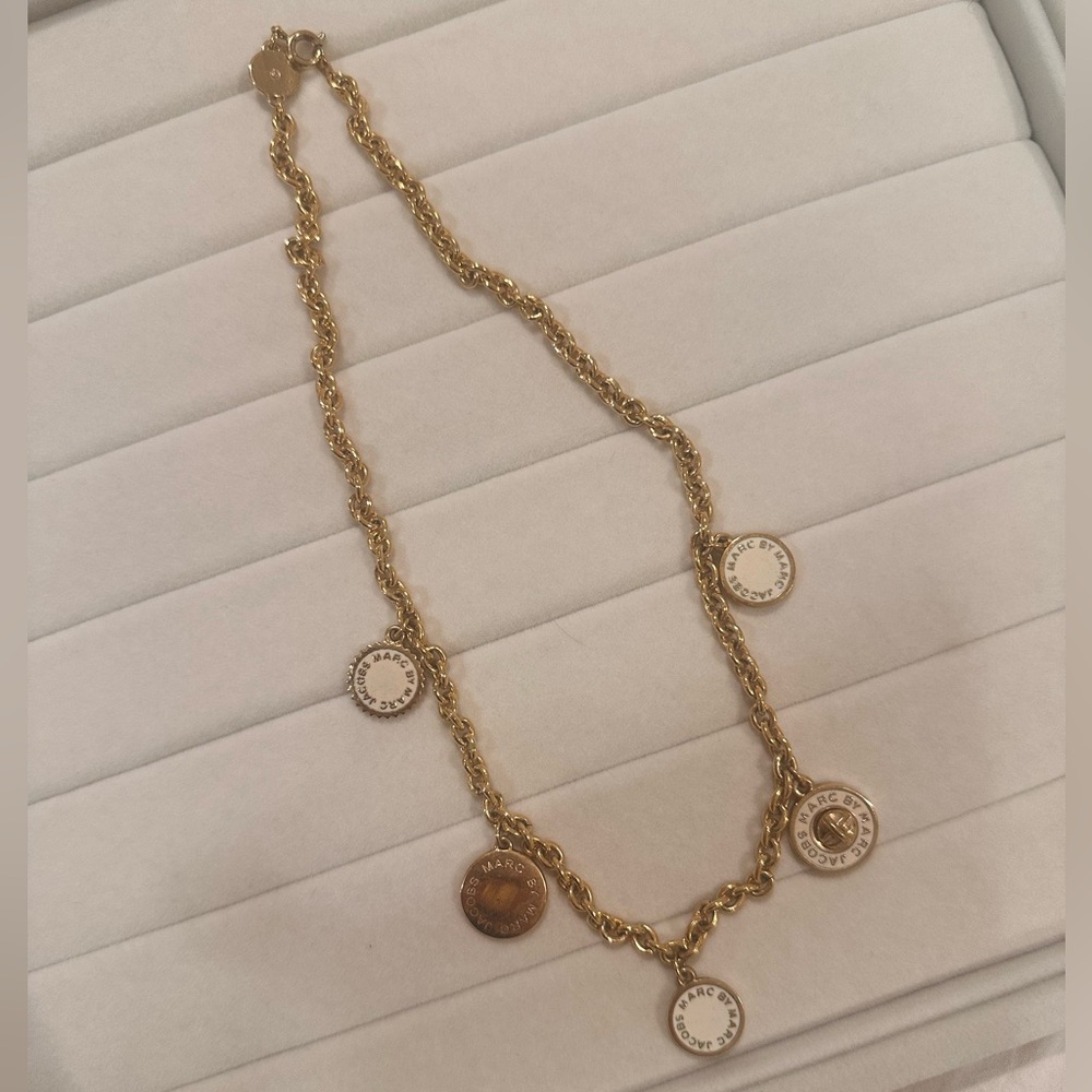 Marc Jacob’s White Logo Plaque Necklace